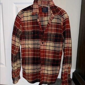 American Eagle Outfitters Red and White Plaid Shirt